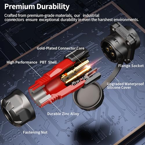 CNLINKO YM-20 12 PIN Waterproof Connector, IP68 Circular Connector, Quick Plugging Aviation Connector, PBT Plastic Shell Solder Connector M20 Male -Female Flange Socket (12 PIN) - size: 12-Pin, style: Solder-Assembly