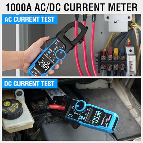 Digital Clamp Meter Multimeter with Inrush | AC DC Current Amp Meter,1000A True RMS,6000 Counts,VFD, LOZ Mode, Voltmeter, Continuity Tester Capacitor, Measures Current Voltage Temperature