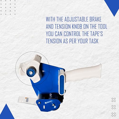 Handheld Heavy Duty Packing Tape - Wide Packing Tape Dispenser Gun - Seal Packing Dispenser Gun 2" White & Blue
