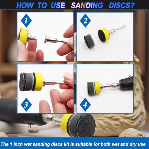 193pcs 1Inch Wet Dry Sanding Discs for Dremel Tool Accessories,60-10000 Grit Hook and Loop Sandpaper for Dremel Polishing Kit,Used for Resin/Rock/Making Jewelry Polishing - size: 1 inch