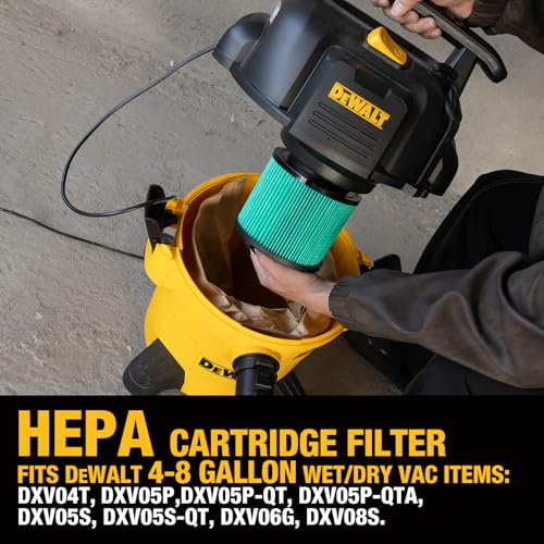 DEWALT Shop Vac HEPA Filter Replacement, 3-Pack Dust Bags & Tool Adapter - style: DXVA19-0502