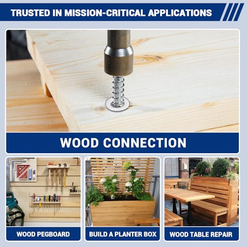3/8 x 1-1/2" Hex Head Lag Screws Bolts with Flat Washers (20 Sets), 304 Stainless Steel 18/8, Full Thread, Deck Screws, Heavy Duty Hex Head Wood Lag Screws, Fayeploo - size: 3/8 x 1-1/2"