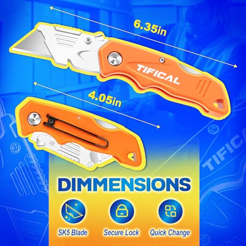 4Pack Box Cutter Retractable, Folding Utility Knife with 10 Blades - size: 4 Pack+10 Blades