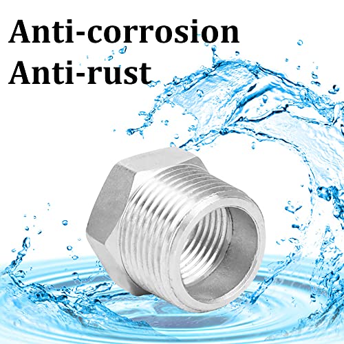 304 Stainless Steel Reducer Hex Bushing, 3/4" - 3/8", 2 Pcs - size: 3/4" - 3/8"