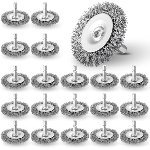 Moxweyeni 20 Pcs 2 Inch Stainless Steel Wire Wheel Brushes for Drill Bits - size: 2 Inch