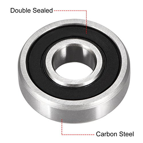 uxcell 609-2RS Deep Groove Ball Bearing Double Sealed 180019, 9mm x 24mm x 7mm High Carbon Steel Z1 Bearings (Pack of 2) - size: 9 mm x 24 mm x 7 mm