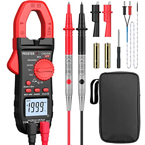 Proster Clamp Meter 2000 Counts TRMS, AC Current Clamp Multimeter - color: Red, size: 2000Counts