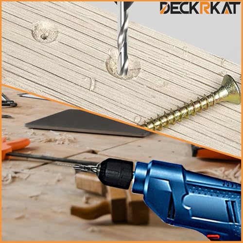 DECKRKAT 12-Piece Countersink Drill Bit Set - 3-in-1 Wood Counterbore Kit for #6#8#10#12#16 Screws | 82° Chamfer, Depth Adjustable | 5 Spare Bits,2 Limit Rings,Hex Key,Case. - size: 12 Pack Countersink Drill Bits