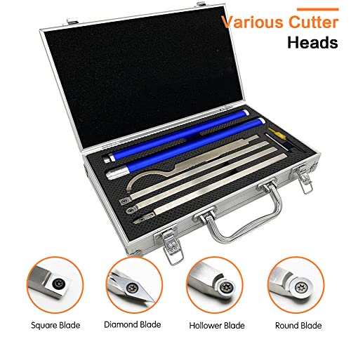 Carbide Tipped Wood Turning Tools Set, Lathe Rougher Finisher Swan Neck Hollowing Tools and Interchangeable Aluminum Alloy Grip Handle with Diamond Round Square Carbide Inserts - color: 6 in 1