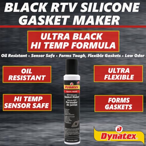 Dynatex Black RTV Silicone Gasket Maker 7.4oz Automatic Can (1 Pack) - size: 8 Ounces