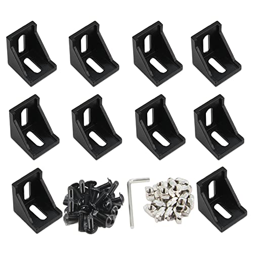 10PCS Extruded Aluminum Profile 4040 Corner Bracket Right Angle with Screws for 8mm Slot Aluminum Extrusion Profile 4040 Series (4040-Black-10 with Screws) - style: 4040-Black-10 with screws