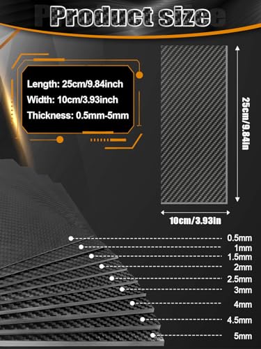 Kalolary Carbon Fiber Sheet 250 X 100 X1MM,3K Real Carbon Fiber Board Plate - size: 100-250-1mm, style: Twill Weave