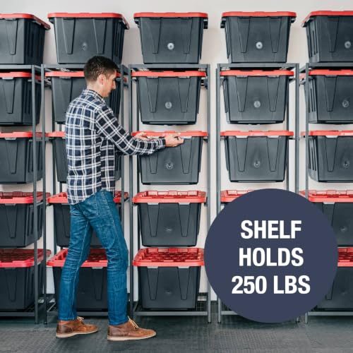 CleverMade 27 Gallon Tote Storage Rack, 5-Bin Steel Tower, 250 lb, Black - size: Single