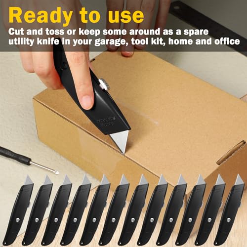 Reginary 30 Pcs Box Cutters Bulk, Utility Knives, Black - color: Black