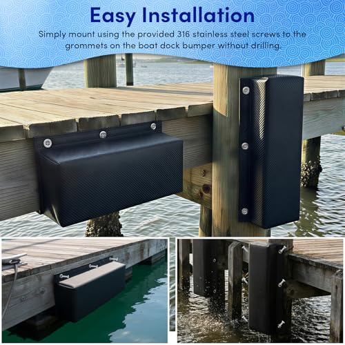 Dock Bumper,Dock Bumper Guard with Screws,Boat Dock Bumper for Boat Dock Vertical Pole Post or Corner Dock,PVC Piling Bumper-Post Bumper for Horizontal Deck or Pier Fenders - style: Carbon Fiber Black 3Pack Total 48IN