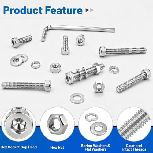 706PCS M4 Socket Screws Nuts Washers Kit, M4x6/8/10/12/16/20/25/30 mm - size: SS M4 706PCS