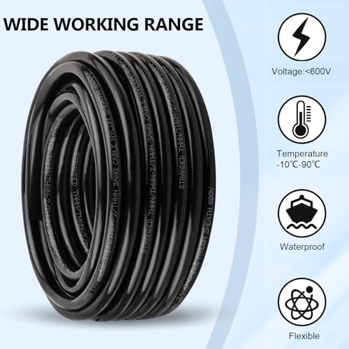 THHN Wire 4 Gauge 10 FT, 4 AWG Stranded OFC Copper Electrical Building Wire with Nylon Jacket PVC Insulation, Rated 600V for Residential, Industrial, CNC, Ground (4 Gauge, Black) - color: Black, size: 4 AWG 10FT