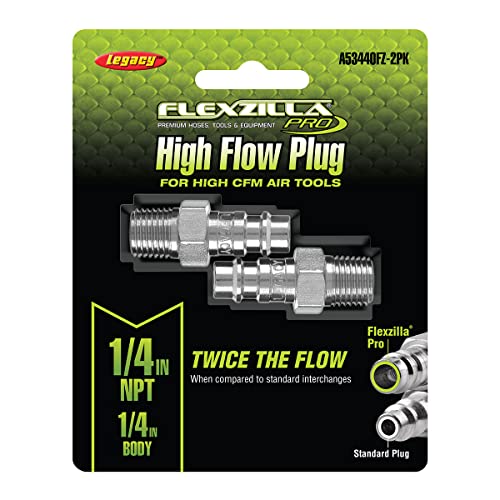 Flexzilla Pro High Flow Plug, 1/4" Body, 1/4" MNPT, 2 Pack - A53440FZ-2PK - style: Plug MNPT (2 Pack)