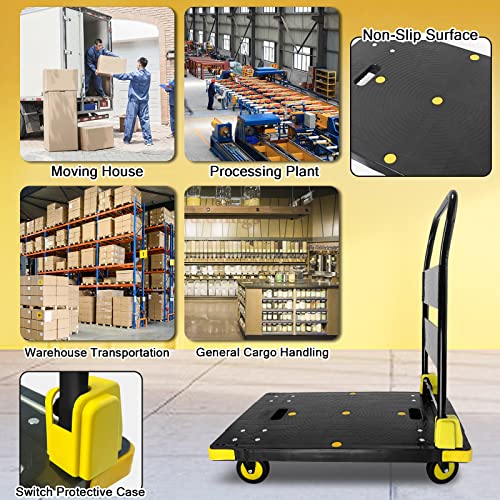 Platform Truck Cart 1000LBS Chinco Star Folding Push Cart Dolly Portable Moving Dolly Cart with 360° Swivel 5'' Wheels Heavy Duty Foldable Flatbed Cart for Hand Moving (35L x24W x40H in) - size: 35"x24"-4 wheels