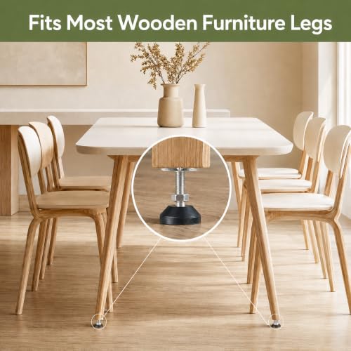 M8 x 1.25 Adjustable Leveling Feet, 4 Pack, 20° Swivel Base - size: M8 | 3" Height | 1.54" Base | 110 lbs/Leg