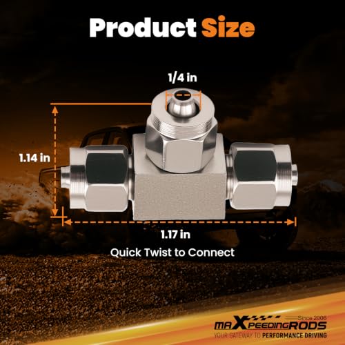 maXpeedingrods 6 mm OD Air Line Fittings, Quick Connect Air Hoes Fittings, 3 Way Stainless Steel Union Tee Replacement for Air Suspension Kit & Air Compressor Kit for Trucks Vans, 2 Packs - style: Quick Connect