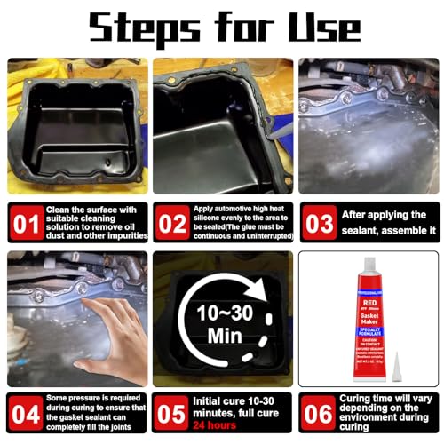 170g RTV Silicone Gasket Maker, Red Silicone Sealant Shockproof and Leakproof, High Temperature Resistant, RTV Sealant Can be Used in Engines, Transmissions, Superchargers and All Types of Gaskets - size: Red