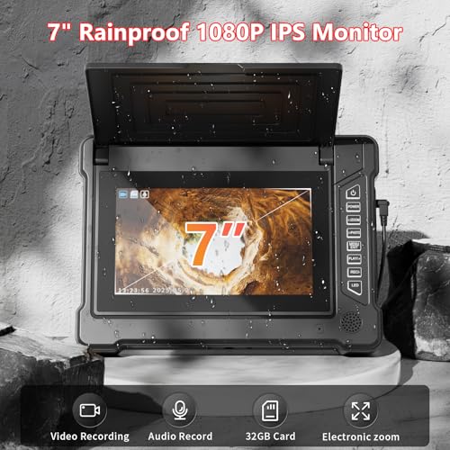 Sewer Camera 100ft/30M 7" Rainproof IPS Screen Pipe Drain Inspection - size: 100FT/30M
