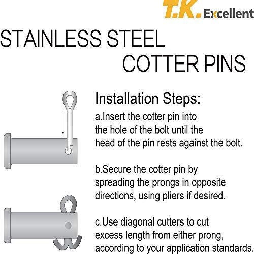 T.K.Excellent Hardware Pins 304 Stainless Steel Cotter Pins Fastener Assortment Kit Hitch Keeper Pin Clips Retaining Pins Straight Hairpins 230 Pcs