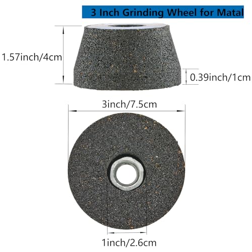 3" Grinding Stone Wheel for Metal, 50 Grit AO Cup, 5/8-11 Arbor