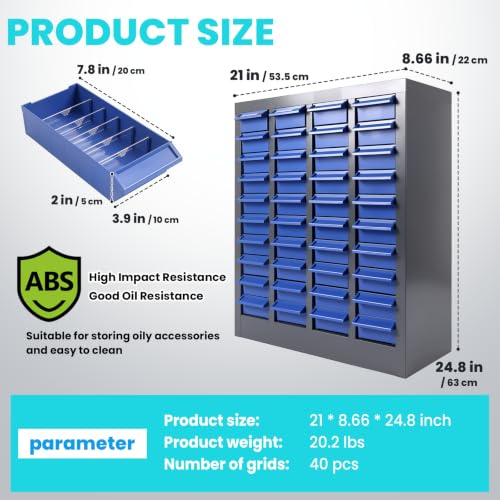 40 Drawers Bolt Bins Organizer, Part Storage Cabinet with Sticker & Divider - style: 40 Drawers