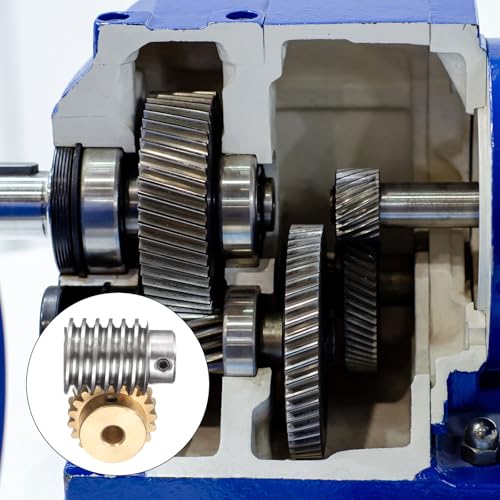 uxcell Worm Gear Set 20T 1.5 Module 20:1 Reduction Rate, Right Rotation Drive Gear Box Wheel Reduce Transmission Part (Brass Gear-8mm Bore, #45 Steel Rod 8mm Bore) - size: 8mm x 8mm