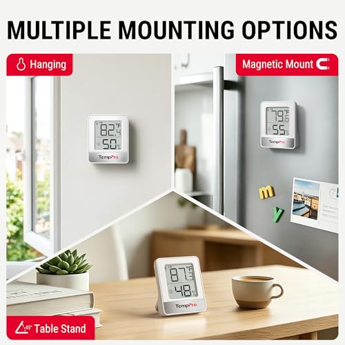 TempPro TempAir 2 Pieces Digital Hygrometer Indoor Thermometer - color: White Bluetooth Indoor Thermometer