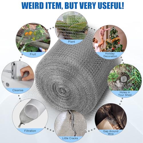 Valchoose Stainless Steel Mesh Roll 5" x 50 Ft, Wire Mesh for Mice Control - size: 5” X 50 Ft