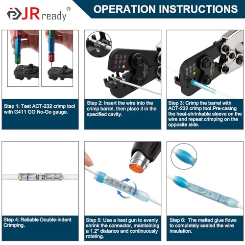 JRready ST6387 M81824/1 MiniSeal Crimp Splices 100PCS Thick Wall Butt Splice Connectors Bare Copper Seamless Kit 26-12 AWG - size: 26-12AWG COPPER SPLICE