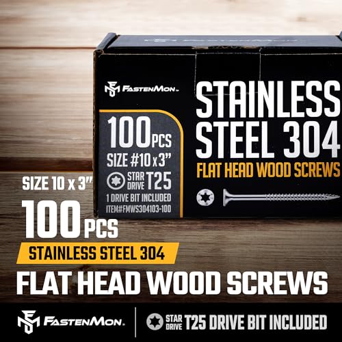 304 Stainless Steel Deck Screws, #10 x 3, 100 PCS - size: #10 x 3"