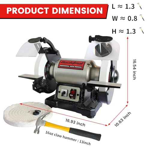 BUCKTOOL 8" 1/2HP Dual Speed Bench Grinder Buffer Combo with Cast Iron Base - size: 8" Dual Speed