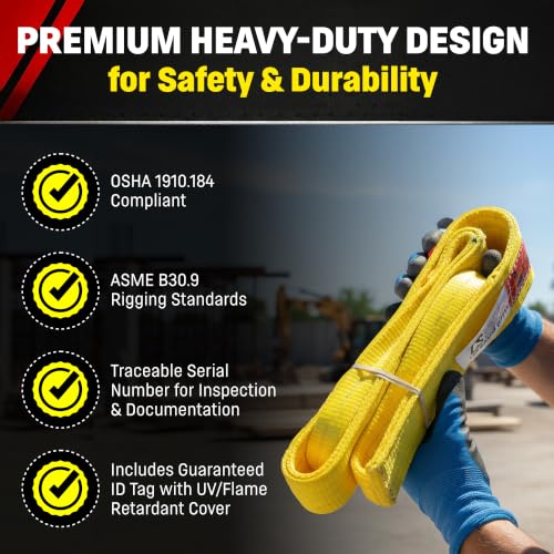 DD Sling 3 Inch x 6 Foot Nylon Lifting Sling – USA Made, 8,900 lb Vertical, 7,200 lb Choker, 17,800 lb Basket – 2-Ply Heavy Duty 900 Webbing, Type 4 Twisted Eye & Eye Rigging Sling - size: 3 in x 6 ft
