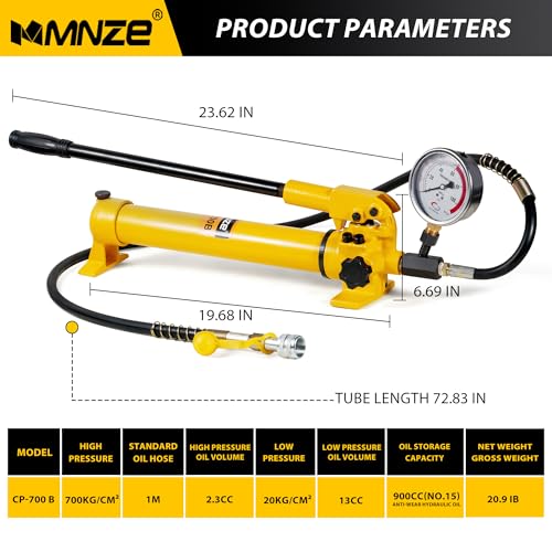 Hydraulic Hand Pump CP-700 High Pressure Portable Manual Hydraulic Pump Hydraulic Lifting Cylinder Jack Pump with Pressure Oil Gauge - size: CP-700 with oil gauge