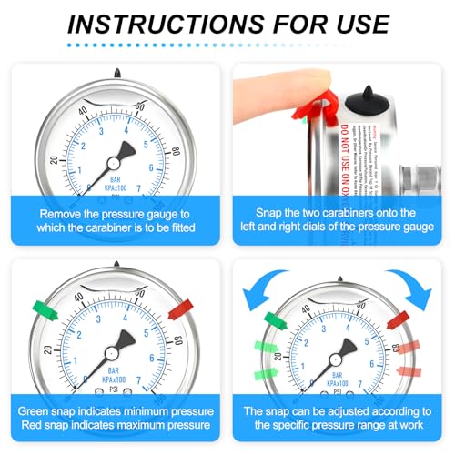 MEANLIN MEASURE 0~100Psi Stainless Steel Liquid Filled Pressure Gauge 2.5" FACE DIAL 1/4" NPT for Well Pump Tire Water Pressure Tester Back Mount with Stainless Steel Hex Bushing and Snaps - size: 0-100Psi, style: Back Mount