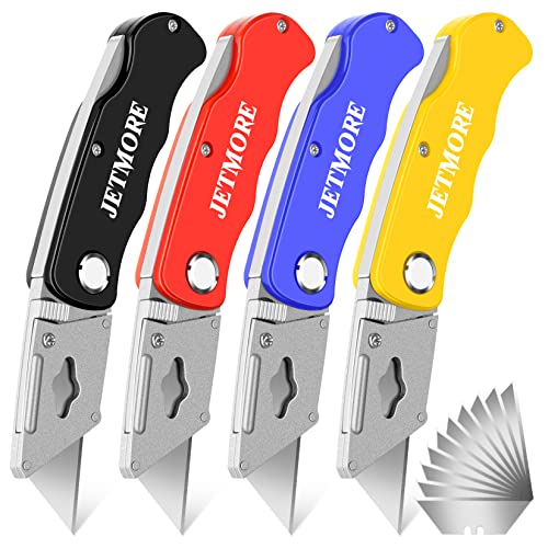 JETMORE Box Cutter Tools 4 Pack Utility Knife With 10 Mat Cutter Blades - color: 4 Pack
