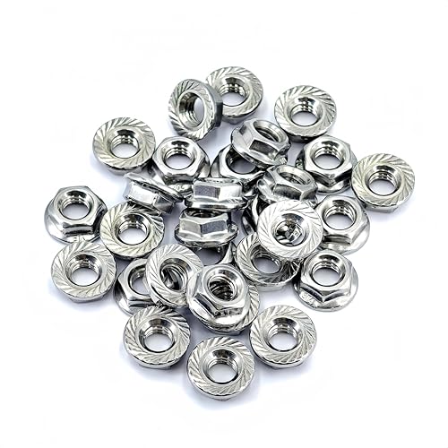 5/16-18 Serrated Flange Hex Lock Nuts 30 Pcs 304 Stainless Steel 18-8, Full Thread, Hex Drive, Bright Finish - size: 5/16"-18
