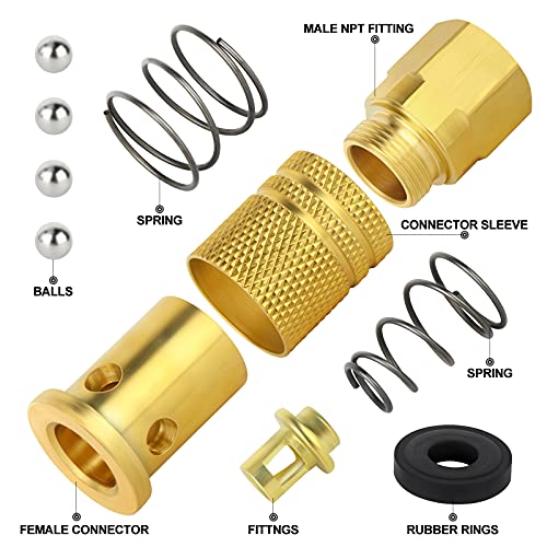 GASHER 12PCS 1/4" Brass Female Industrial Coupler, Female Threads Size, Quick Connect Air Coupler - size: NEW STYLE 1/4" FNPT
