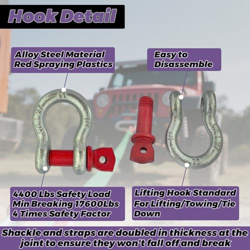 1" × 10' Web Lift Sling Straps with and D Ring Shackle - size: 1 Inch × 10 FT