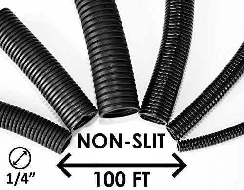 3/8" Wire Loom Non-Slit Polyethylene Corrugated Flexible Innerduct Conduit - 100 Feet - Black - color: 100 Feet, size: 0.375 Inch (3/8")