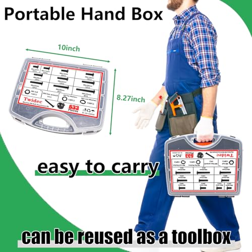Twidec/633PCS M6 Bolt Assortment Kit 12.9 Grade M6x10/12/14/16/20/25/30/35/40/45mm Button Head Hex Socket Cap Screws Metric Bolts Nuts Washer Assortment Kit Black Alloy Steel N-103-633PCS - color: Black 633PCS M6