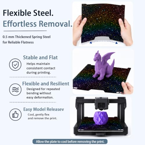 335x325mm Build Plate for Bambu Lab H2C/A2L 3D Printer Double Sided - color: Chameleon+Star