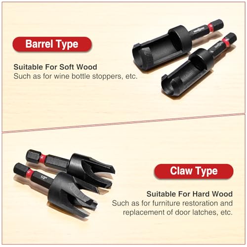ANGELSWORD Countersink Drill Bit Set for Wood,19pc with Wood Plug Cutter