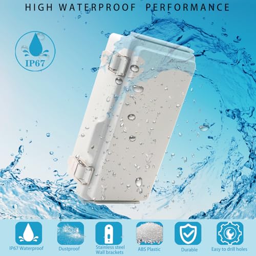 Outdoor Waterproof Electrical Box Junction Box Weatherproof IP67 ABS Plastic Enclosure Switch Router Project Box Electronics Enclosure With Mounting Plate Wall Bracket Grey 7.9" x 3.9" x 2.8" - color: Grey, size: 7.9" x 3.9" x 2.8"