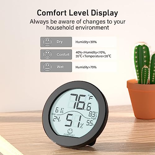 Indoor Digital Hygrometer Thermometer for Room Temperature Humidity Meter - color: Black, size: TH1 x3