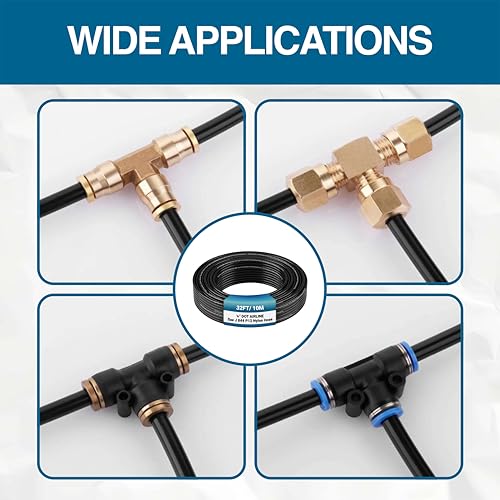Utah Pneumatic 1/4" DOT Air Line SAE J844 PA12 Nylon Tubing, 32.8ft (Black) - color: Black, size: 1/4" x 32.8 Feet